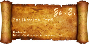 Zsifkovics Ernő névjegykártya